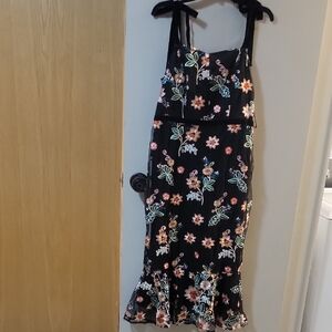 Sam Edelman Black Dress with Floral Embroidery